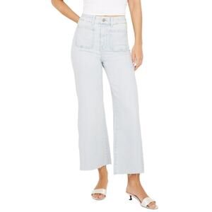 NWT Good American Good Waist Palazzo Womens 15 High Rise Wide Leg Crop Raw Hem